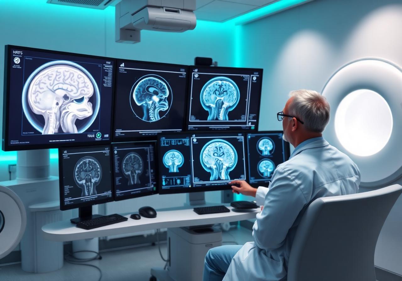 Radiologist reviewing MRI scans at Matrix Diagnostic Centre